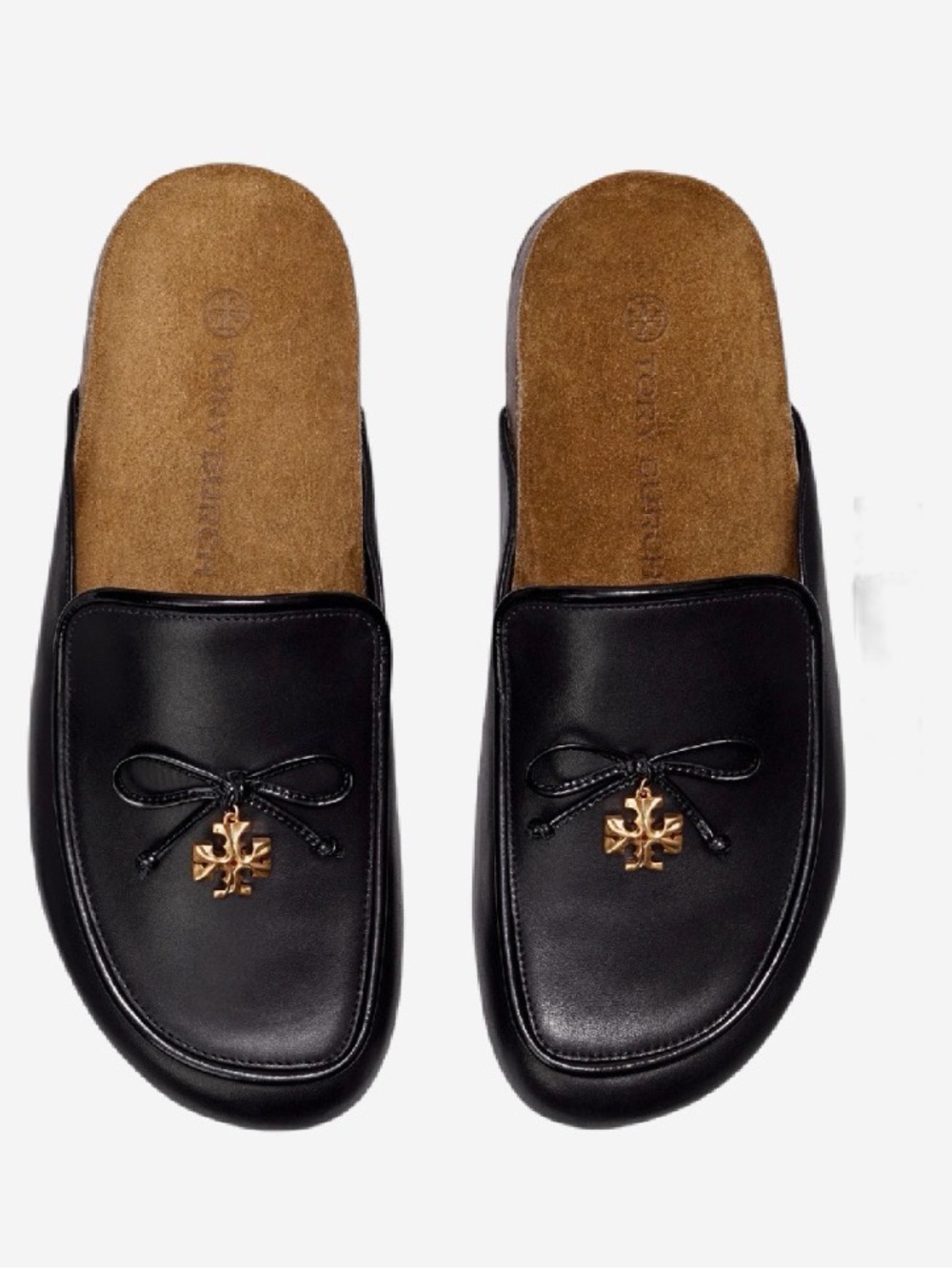 Tory Burch - Black Women’s Slip-On Leather Mules with Gold Accent
